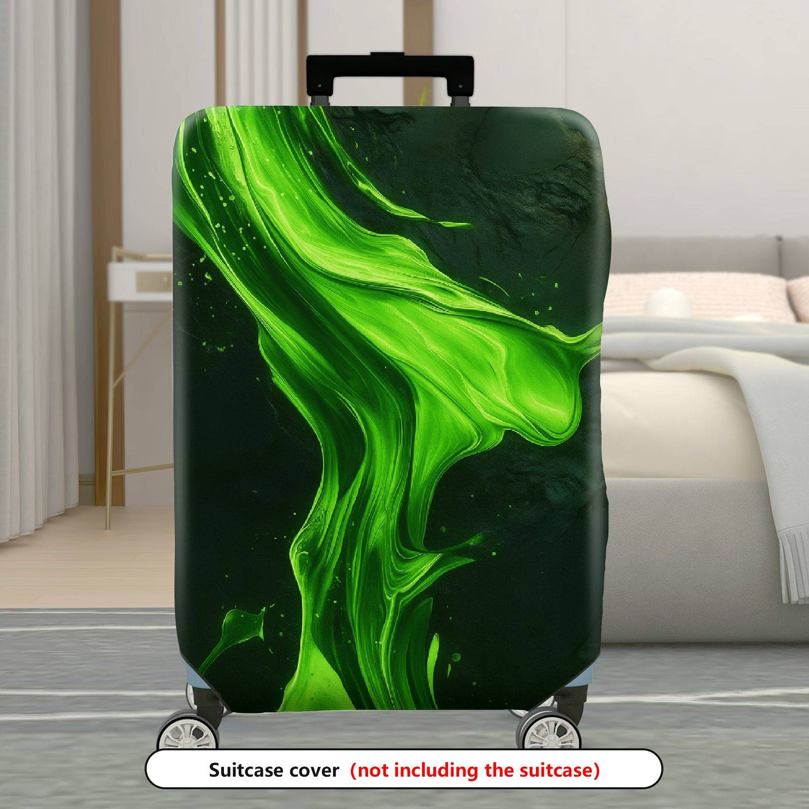 1-Piece Abstract Green Artistic Nature Flow Dynamic Stylish  Suitcase Luggage Cover, Stretch Protective Sleeve
