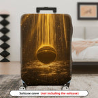 1-Piece Cosmic Galaxy Starry Golden Planet Nebula Traveler  Suitcase Luggage Cover, Stretch Protective Sleeve