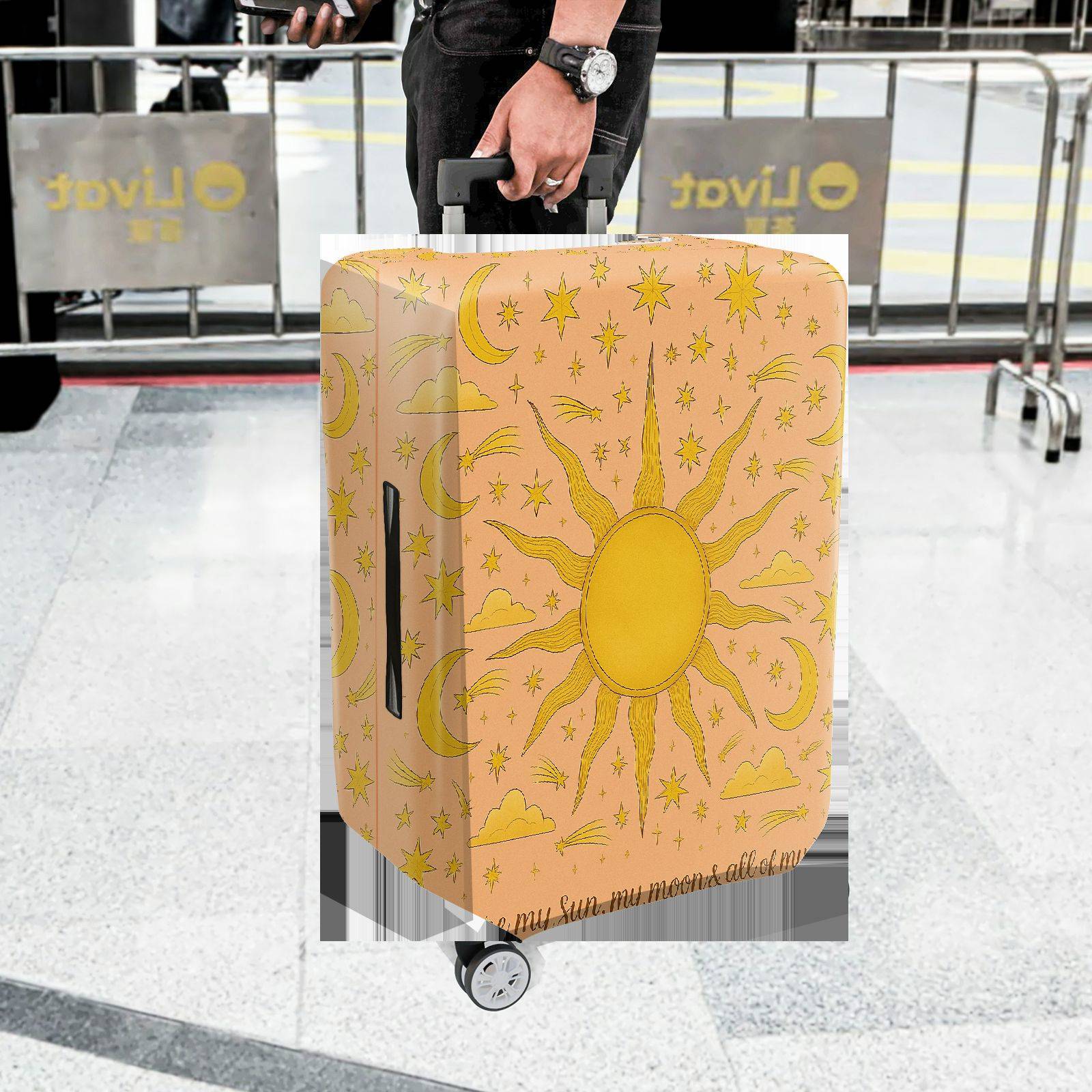 1-Piece Sun Moon Star Cosmic Celestial Sky  Suitcase Luggage Cover, Stretch Protective Sleeve