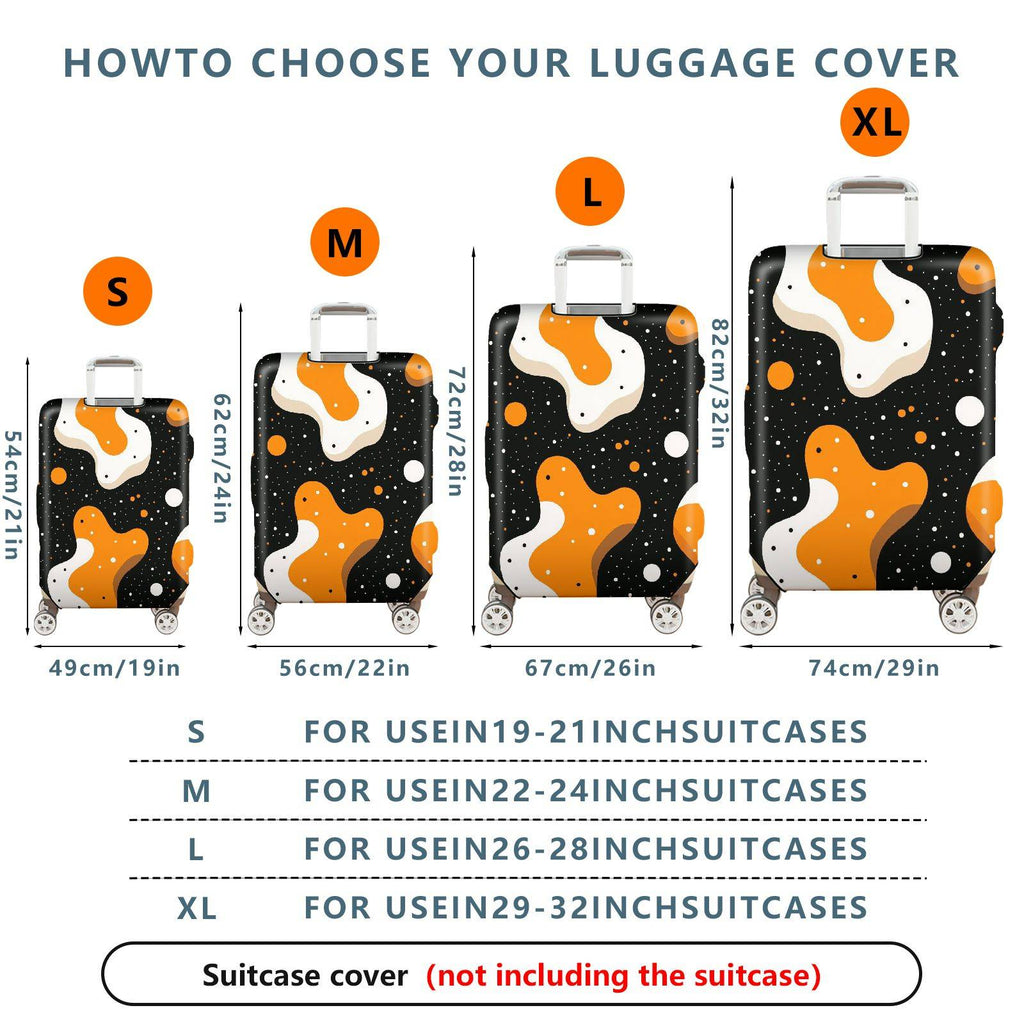 1-Piece Abstract Orange Black White Polka Dot Pattern Graphic Artistic  Suitcase Luggage Cover, Stretch Protective Sleeve