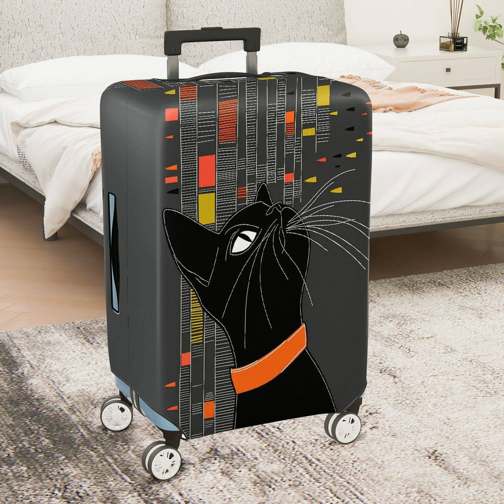 1-Piece Cat Modern Geometric Artistic Colorful  Suitcase Luggage Cover, Stretch Protective Sleeve