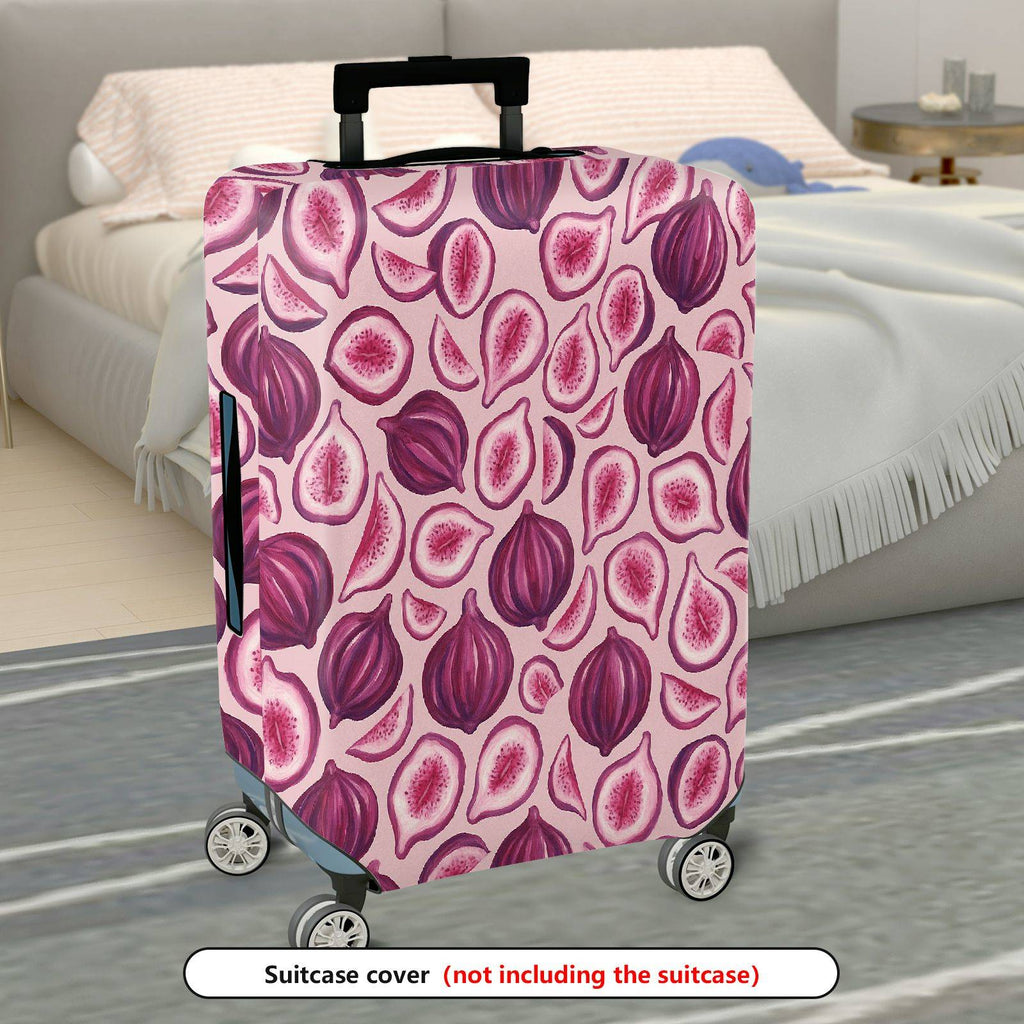 1-Piece Pink Fig Pattern Travel Holiday Fruit Modern Stylish  Suitcase Luggage Cover, Stretch Protective Sleeve