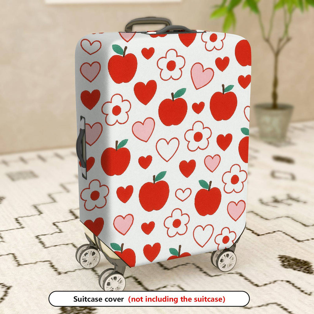 1-Piece Apple Heart Flower Love Red White  Suitcase Luggage Cover, Stretch Protective Sleeve