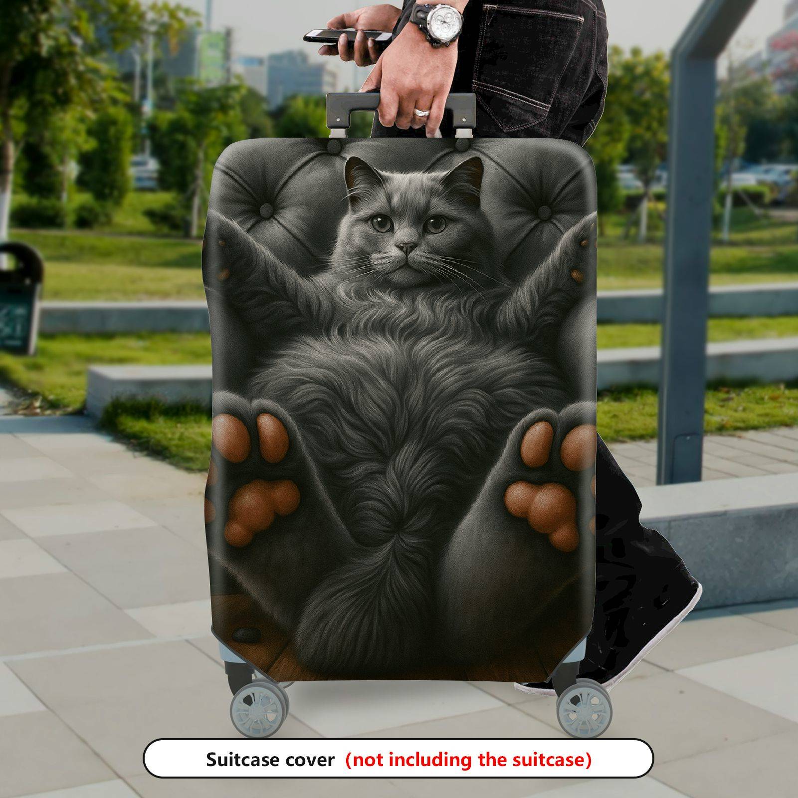 1-Piece Animal Paw Cushion Sofa Fluffy Playful Relax  Suitcase Luggage Cover, Stretch Protective Sleeve