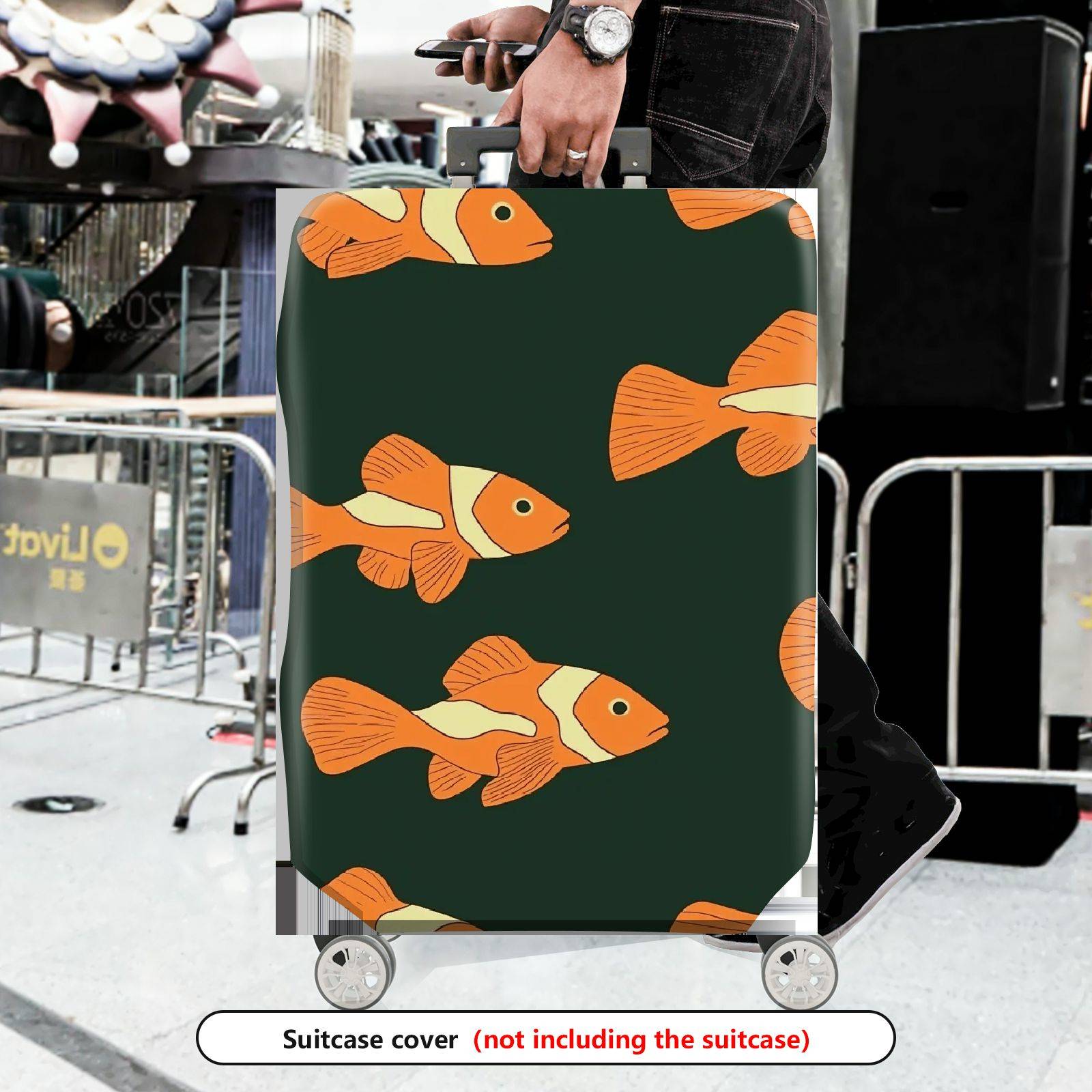 1-Piece Animal Fish Green Pattern  Suitcase Luggage Cover, Stretch Protective Sleeve