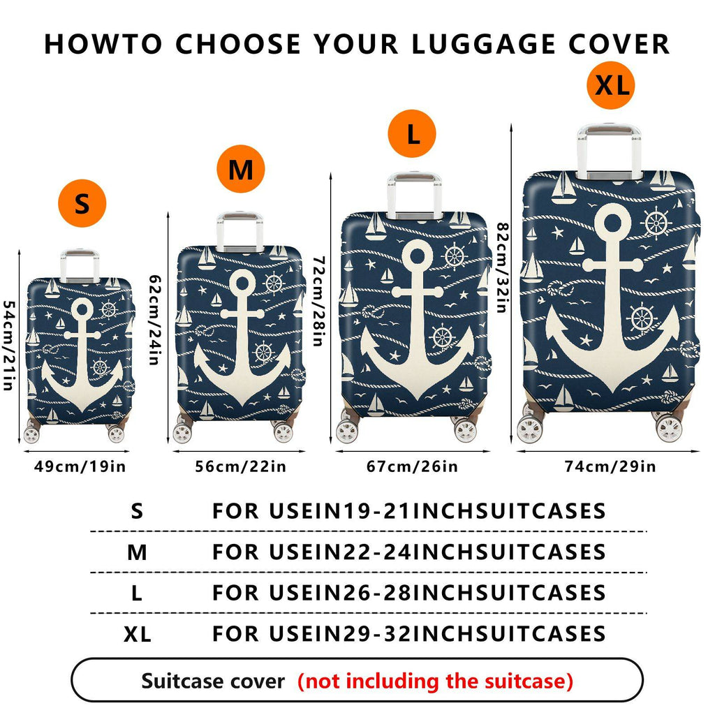 1-Piece Anchor Nautical Rope Sea Sailor Travel  Suitcase Luggage Cover, Stretch Protective Sleeve