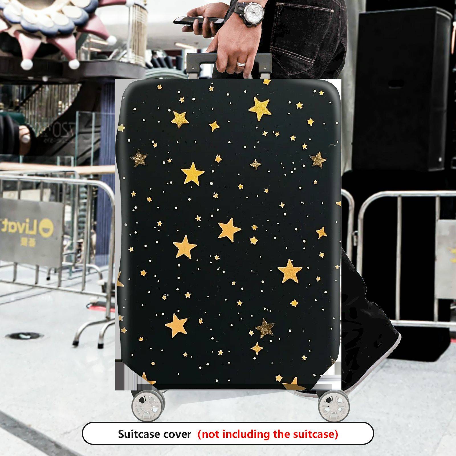 1-Piece Starry Night Golden Stars Constellation Celestial Cosmic  Suitcase Luggage Cover, Stretch Protective Sleeve