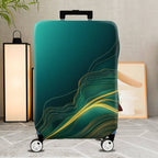 1-Piece Abstract Green Wave Flow Line Style Pattern  Suitcase Luggage Cover, Stretch Protective Sleeve