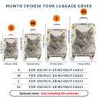 1-Piece Cat Butterfly Flower Words Artistic  Suitcase Luggage Cover, Stretch Protective Sleeve