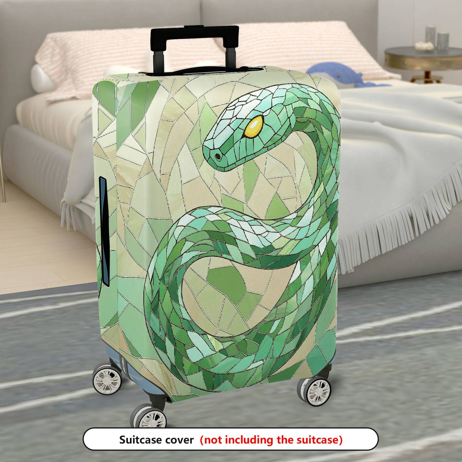 1-Piece Geometric Snake Mosaic Pattern Artistic Stylish Unique  Suitcase Luggage Cover, Stretch Protective Sleeve