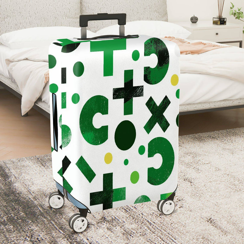 1-Piece Green Geometric Abstract Modern Artistic Trendy  Suitcase Luggage Cover, Stretch Protective Sleeve