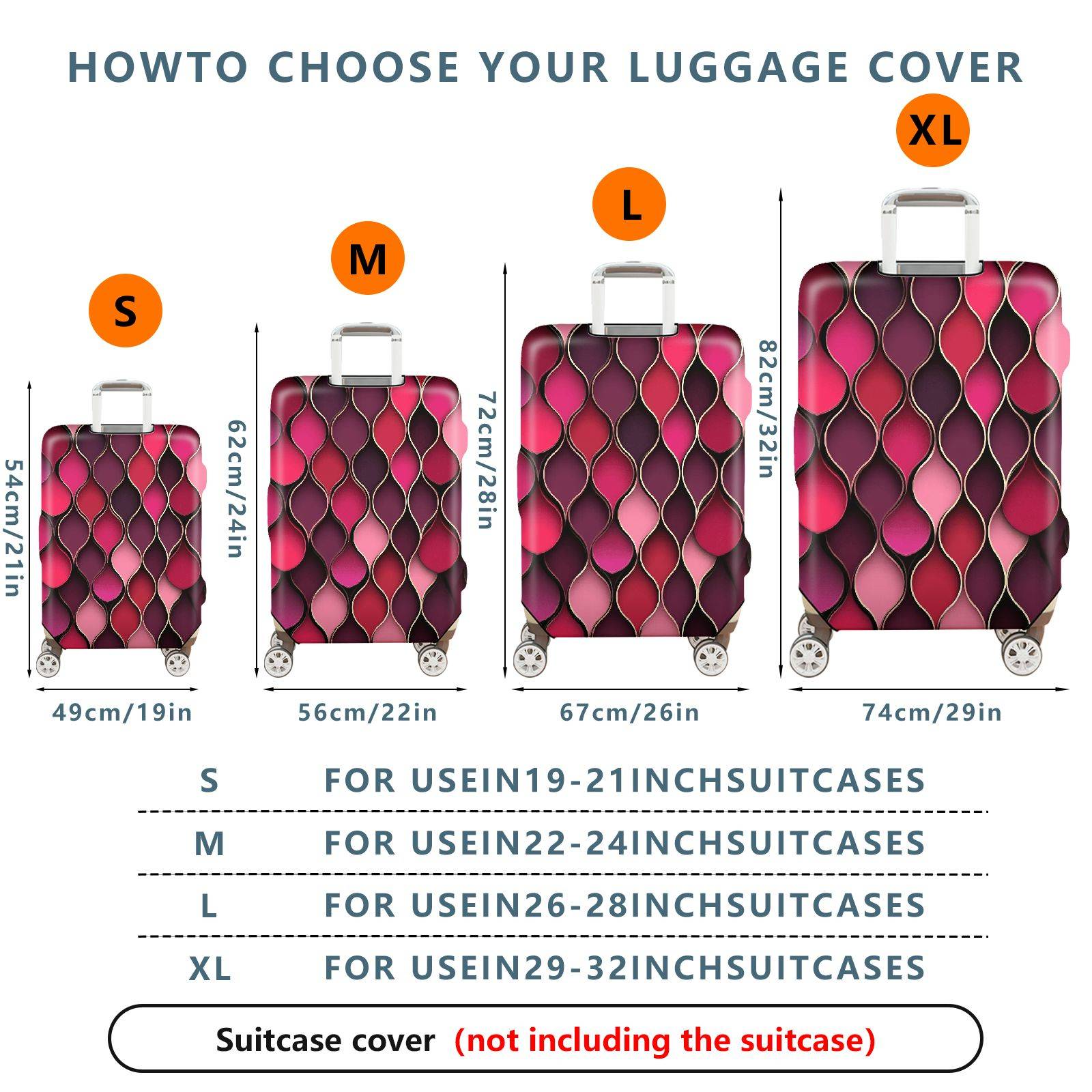 1-Piece Red Pink Geometric Abstract Modern Stylish  Suitcase Luggage Cover, Stretch Protective Sleeve