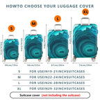 1-Piece Abstract Oceanic Turquoise Layered Depth  Suitcase Luggage Cover, Stretch Protective Sleeve