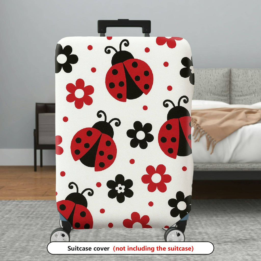 1-Piece Ladybug Floral Colorful Cute Fun Pattern  Suitcase Luggage Cover, Stretch Protective Sleeve