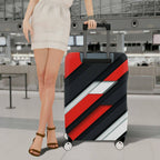 1-Piece Abstract Geometric Red Black White Bold Stylish  Suitcase Luggage Cover, Stretch Protective Sleeve