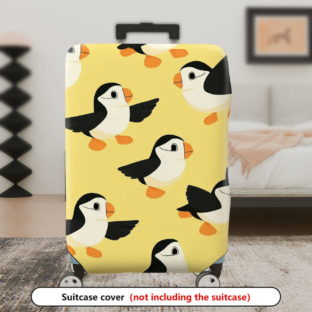 1-Piece Animal Puffin Yellow Vibrant Fun  Suitcase Luggage Cover, Stretch Protective Sleeve