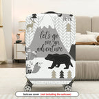 1-Piece Adventure Mountain Animal Forest Stylish Graphic  Suitcase Luggage Cover, Stretch Protective Sleeve