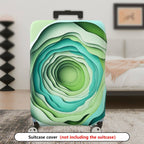 1-Piece Abstract Layered Pattern Green Blue Artistic  Suitcase Luggage Cover, Stretch Protective Sleeve