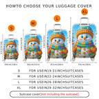 1-Piece Snowman Winter Holiday Colorful Cute Fun  Suitcase Luggage Cover, Stretch Protective Sleeve