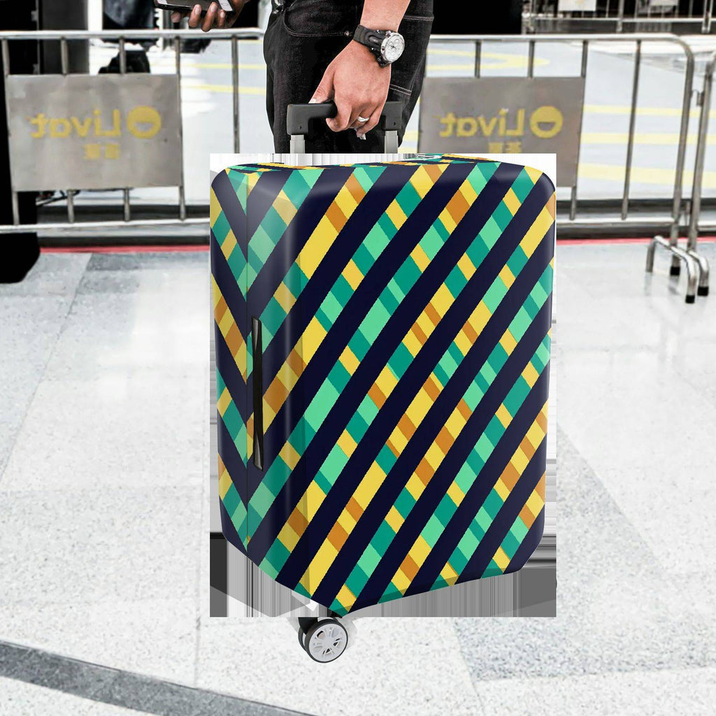 1-Piece Colorful Striped Geometric Pattern Vibrant Abstract Bold  Suitcase Luggage Cover, Stretch Protective Sleeve