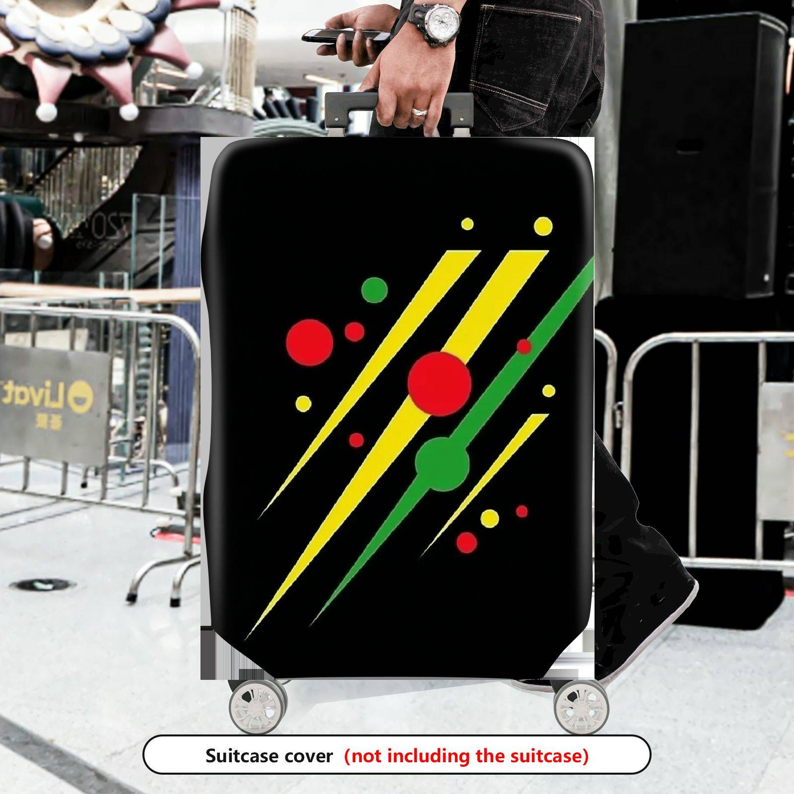 1-Piece Dots Stripes Abstract Colorful Geometric  Suitcase Luggage Cover, Stretch Protective Sleeve