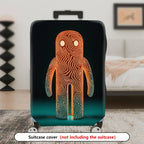 1-Piece Abstract Orange Line Art Figure Travel Business Graphic Mystical  Suitcase Luggage Cover, Stretch Protective Sleeve