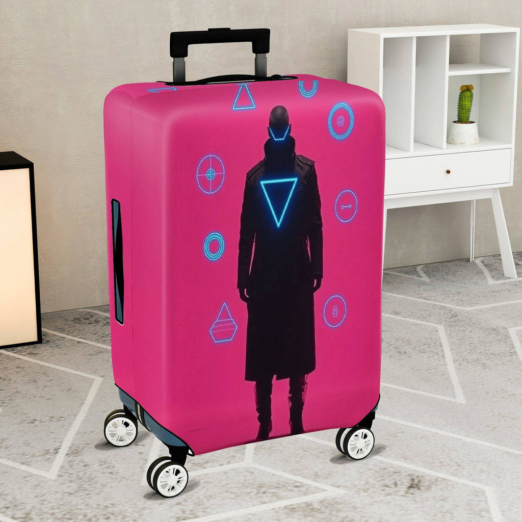 1-Piece Cyberpunk Futuristic Geometric Sci-Fi  Suitcase Luggage Cover, Stretch Protective Sleeve