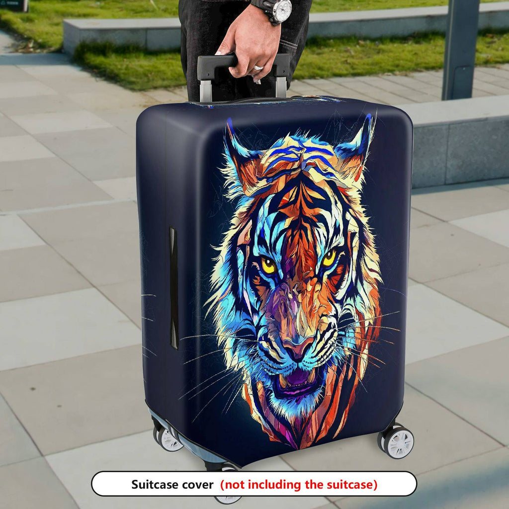 1-Piece Animal Tiger Colorful Vivid Artistic Graphic  Suitcase Luggage Cover, Stretch Protective Sleeve