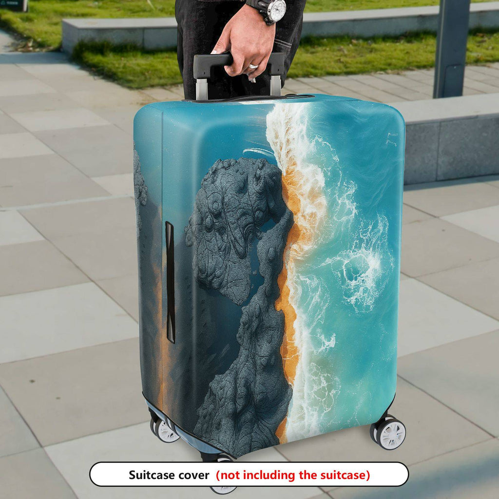 1-Piece Ocean Beach Wave Nature Landscape Scenery Aerial View  Suitcase Luggage Cover, Stretch Protective Sleeve