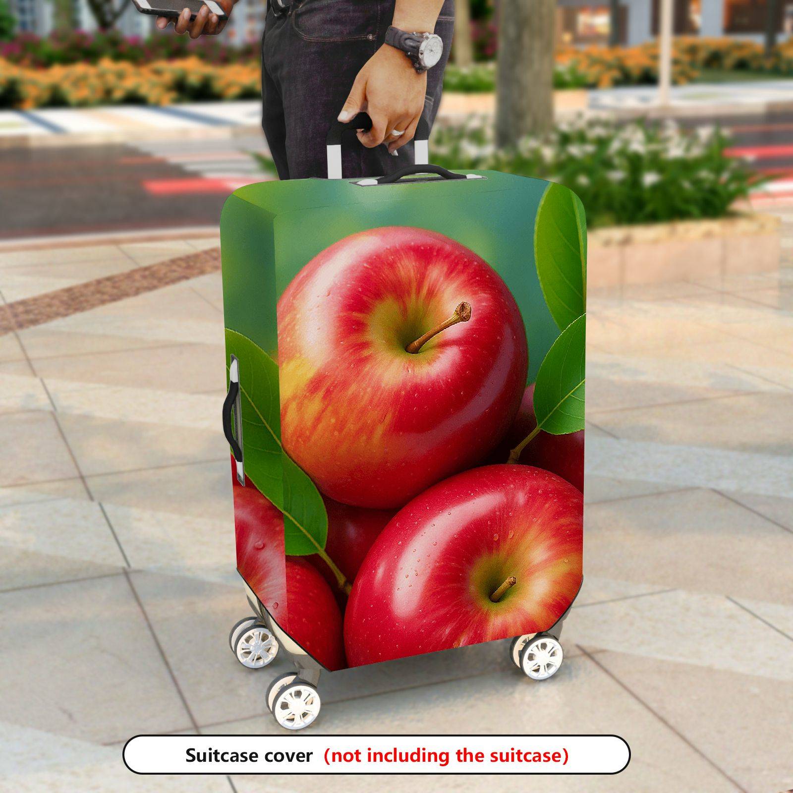 1-Piece Apple Leaf Fresh Nature Art Fruit Green  Suitcase Luggage Cover, Stretch Protective Sleeve