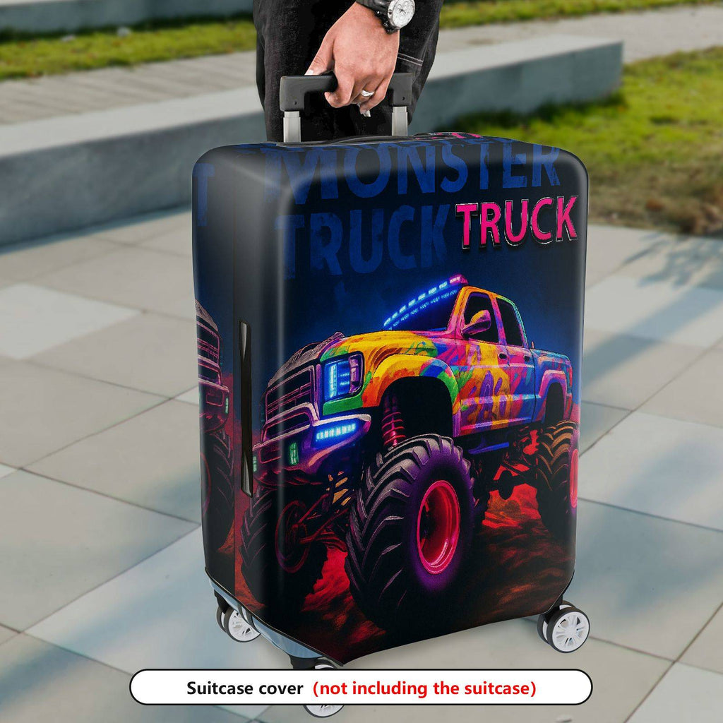 1-Piece Truck Colorful Night Glow Artistic Graphic  Suitcase Luggage Cover, Stretch Protective Sleeve