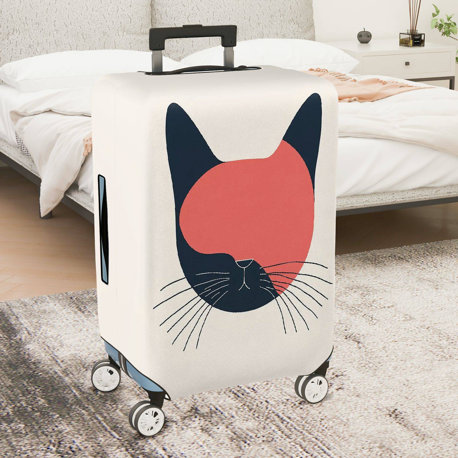 1-Piece Abstract Minimalist Art Cat Pattern Travel  Suitcase Luggage Cover, Stretch Protective Sleeve