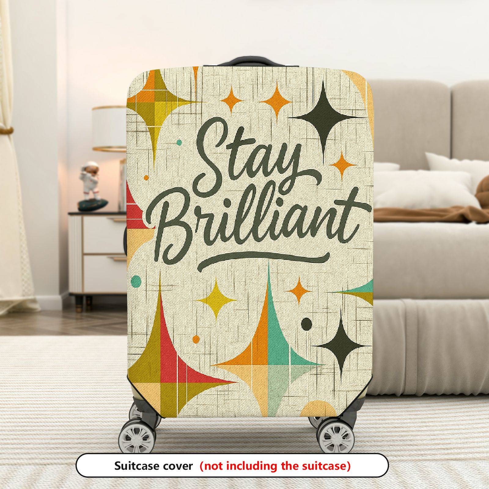 1-Piece Abstract Retro Inspirational Colorful Star Pattern  Suitcase Luggage Cover, Stretch Protective Sleeve