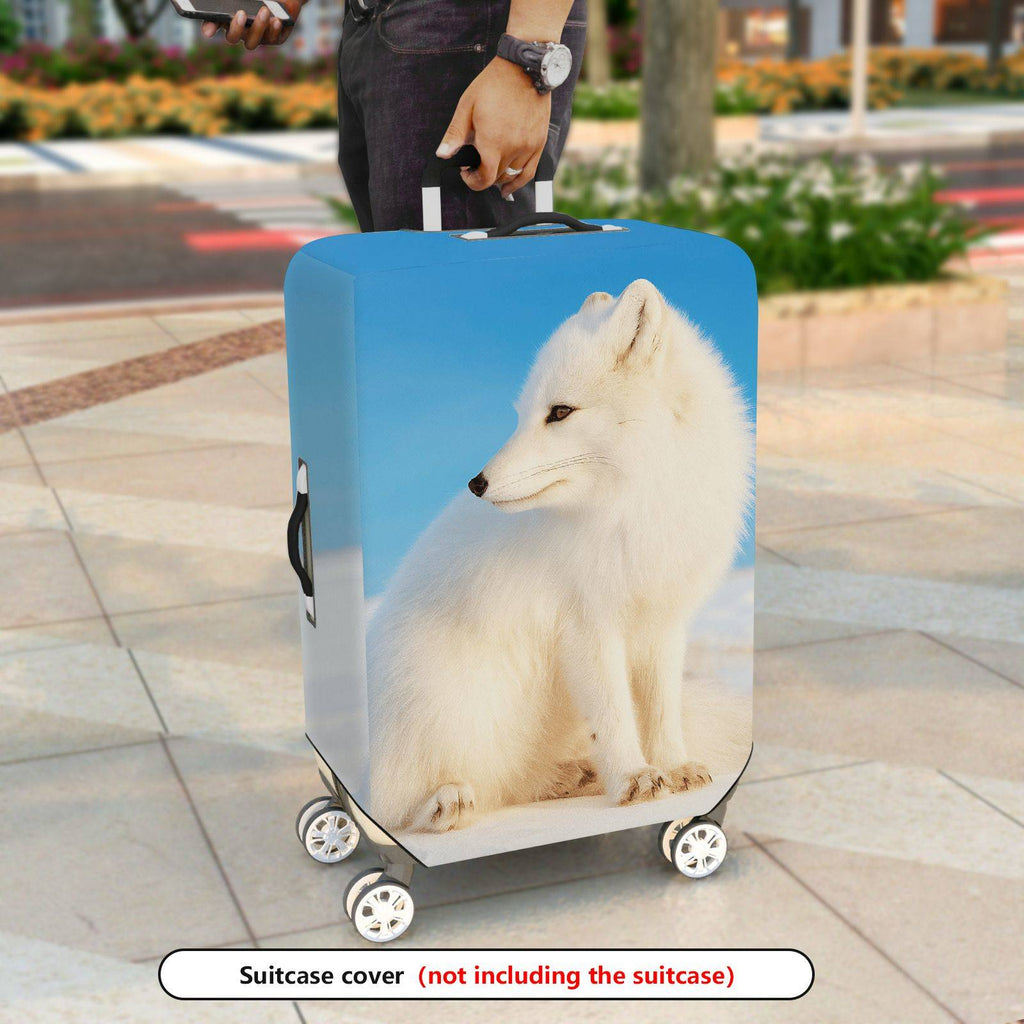 1-Piece Arctic Fox Winter Blue White Nature Animal  Suitcase Luggage Cover, Stretch Protective Sleeve