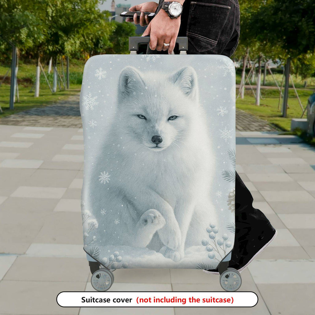 1-Piece Arctic Fox Snow Winter Nature Pine  Suitcase Luggage Cover, Stretch Protective Sleeve