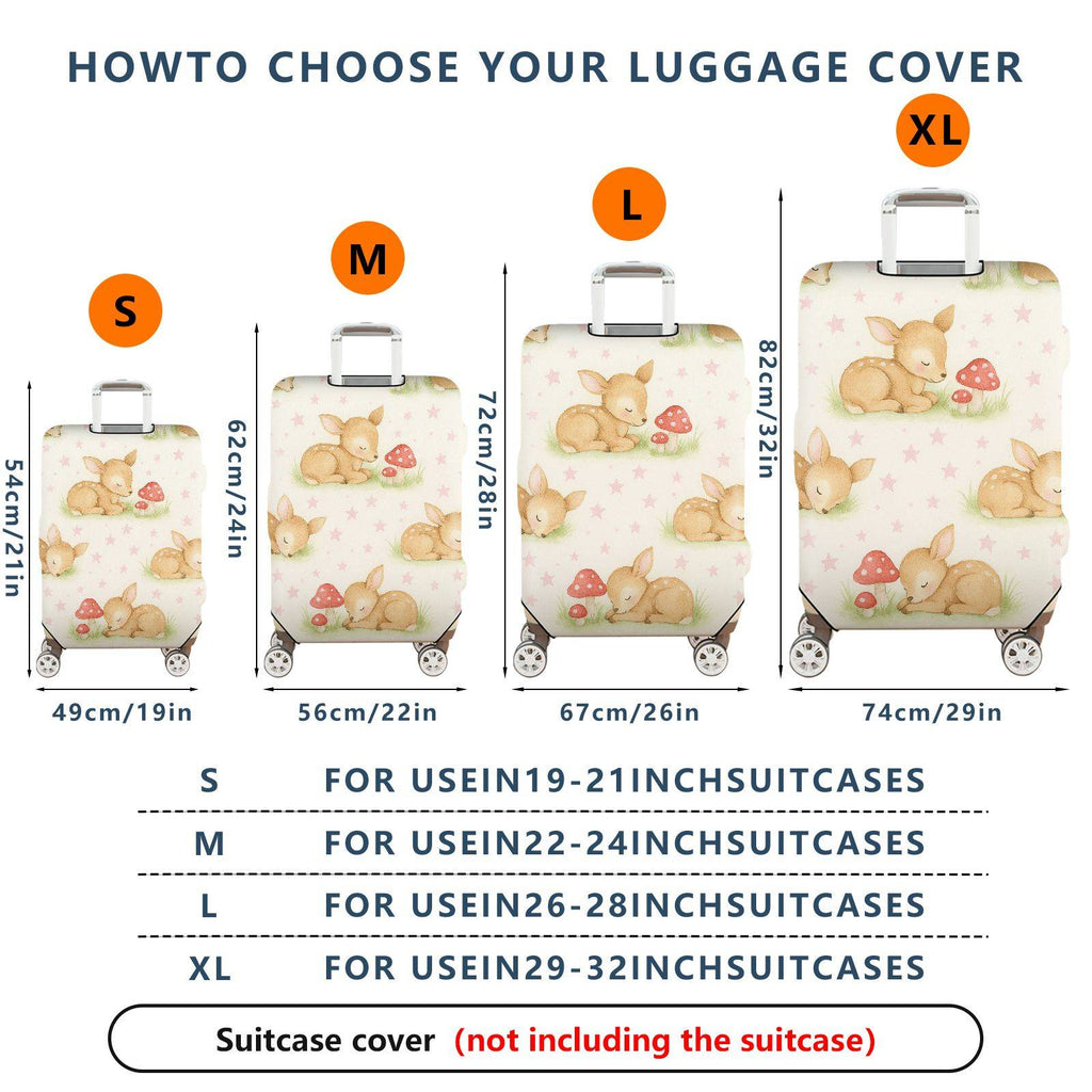 1-Piece Cute Deer Mushroom Star Grass Pastoral  Suitcase Luggage Cover, Stretch Protective Sleeve