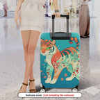1-Piece Tiger Floral Artistic Colorful Eye-catching Unique  Suitcase Luggage Cover, Stretch Protective Sleeve