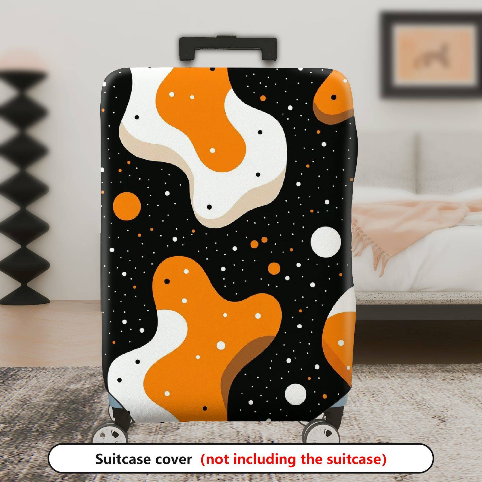 1-Piece Abstract Orange Black White Polka Dot Pattern Graphic Artistic  Suitcase Luggage Cover, Stretch Protective Sleeve