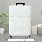 1-Piece Abstract Geometric  Green Scallop Pattern  Suitcase Luggage Cover, Stretch Protective Sleeve