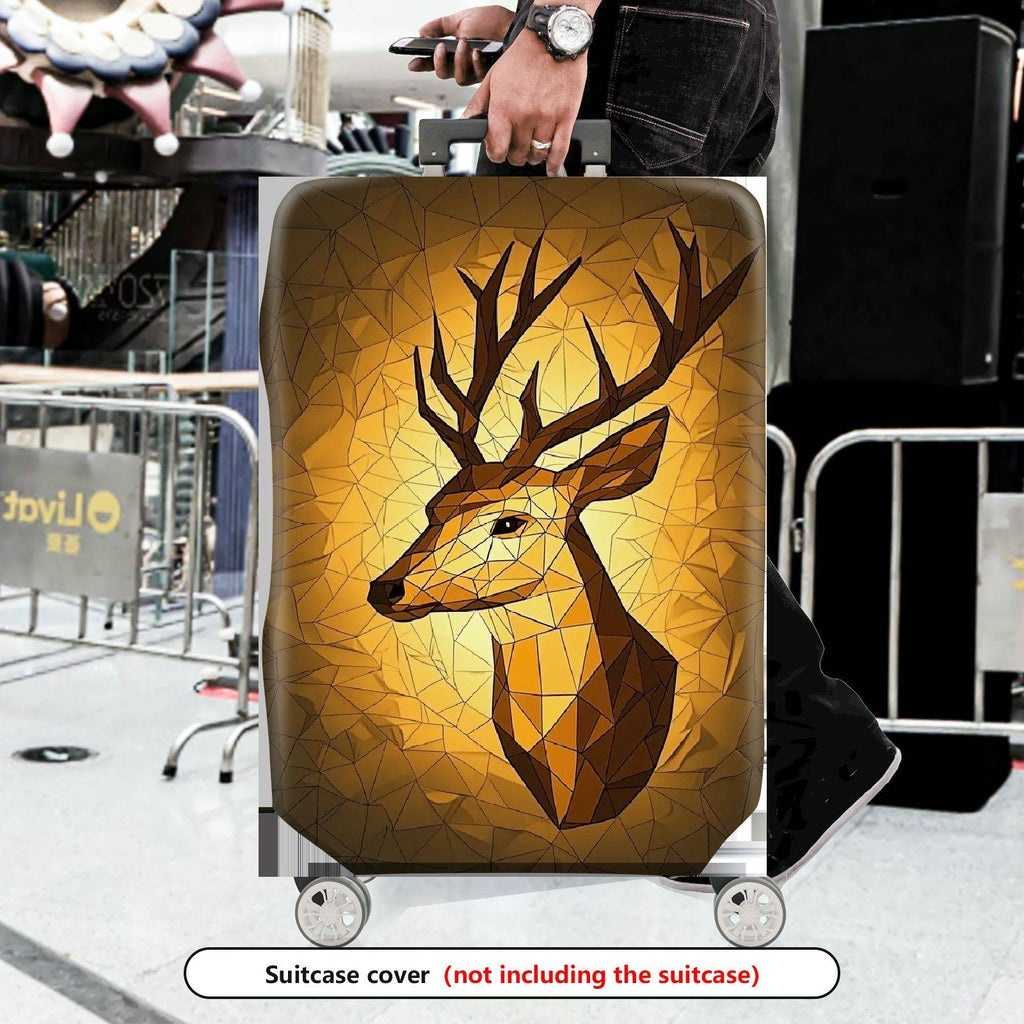 1-Piece Geometric Deer Stag Mosaic Abstract Nature Wildlife  Suitcase Luggage Cover, Stretch Protective Sleeve