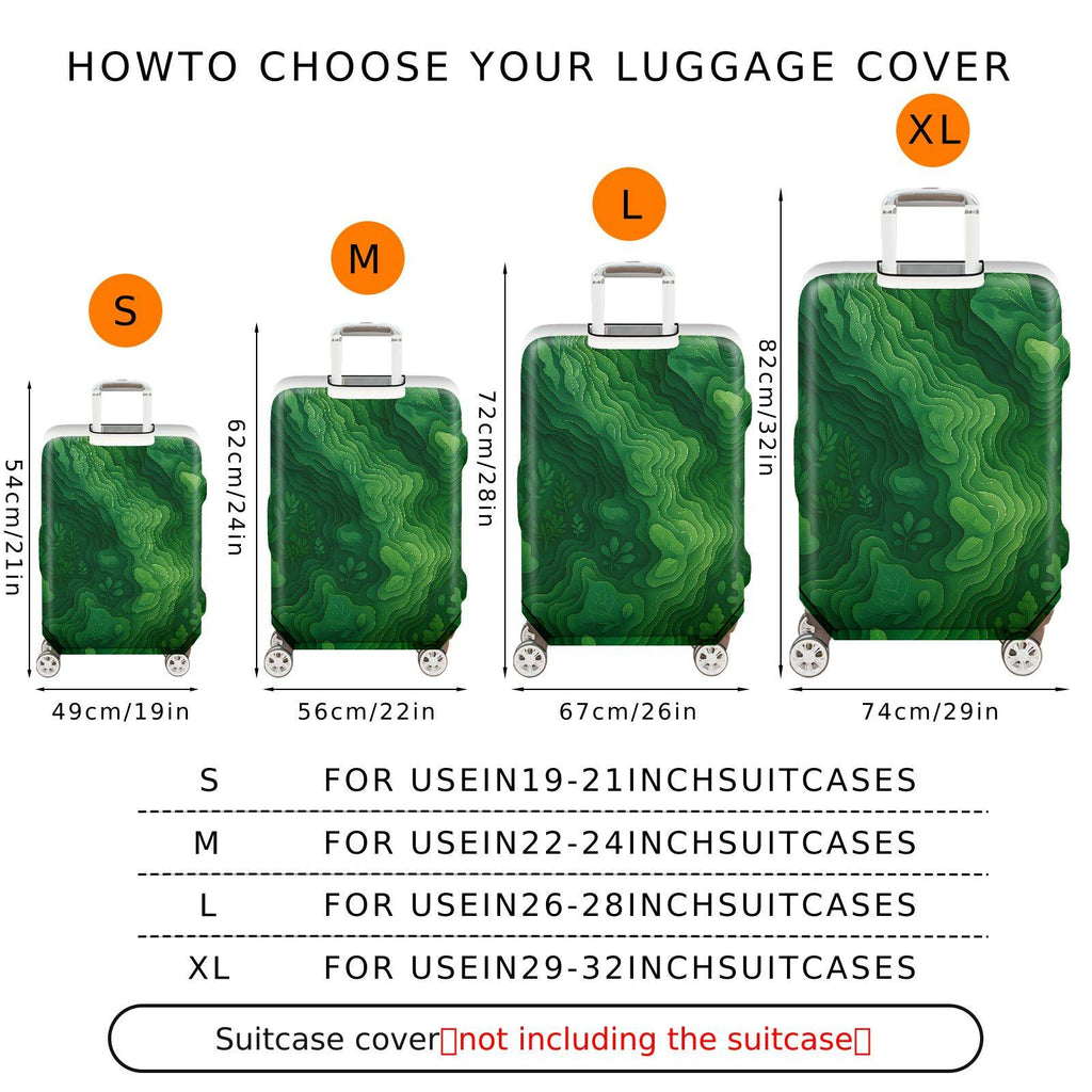 1-Piece Green Forest Nature Wilderness Topographic Landscape  Suitcase Luggage Cover, Stretch Protective Sleeve