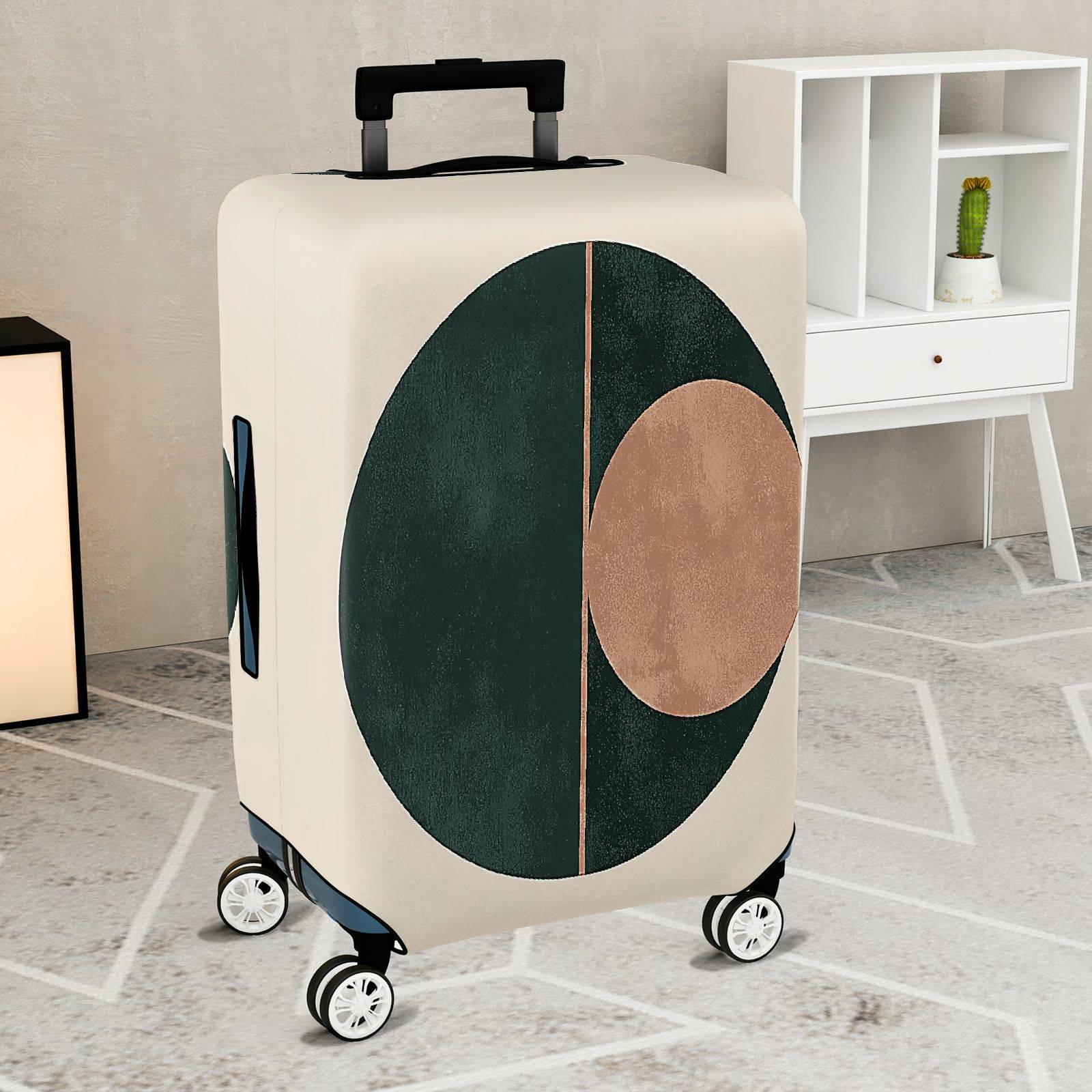 1-Piece Geometric Circle Abstract Modern Artistic Stylish  Suitcase Luggage Cover, Stretch Protective Sleeve