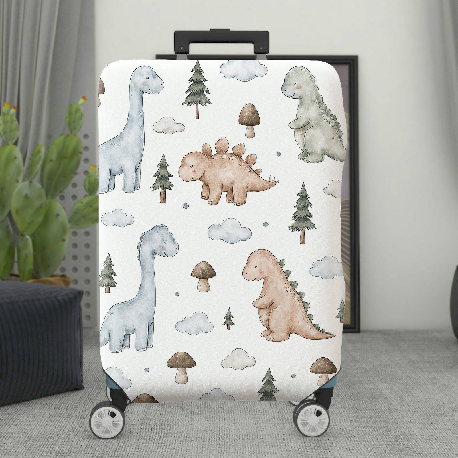 1-Piece Cute Dinosaur Tree Cloud Mushroom  Suitcase Luggage Cover, Stretch Protective Sleeve