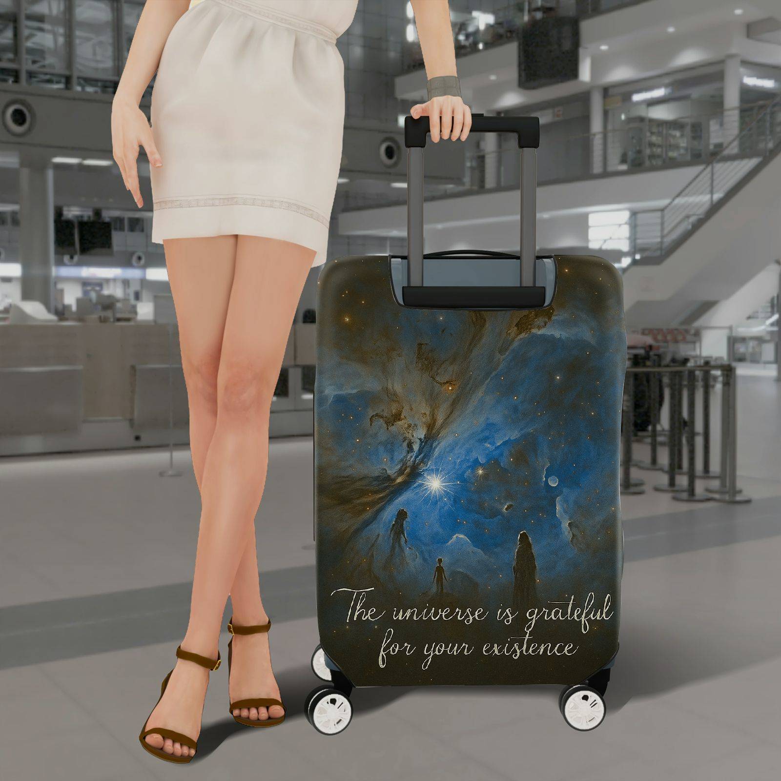 1-Piece Cosmic Galaxy Star Space Universe Quote  Suitcase Luggage Cover, Stretch Protective Sleeve