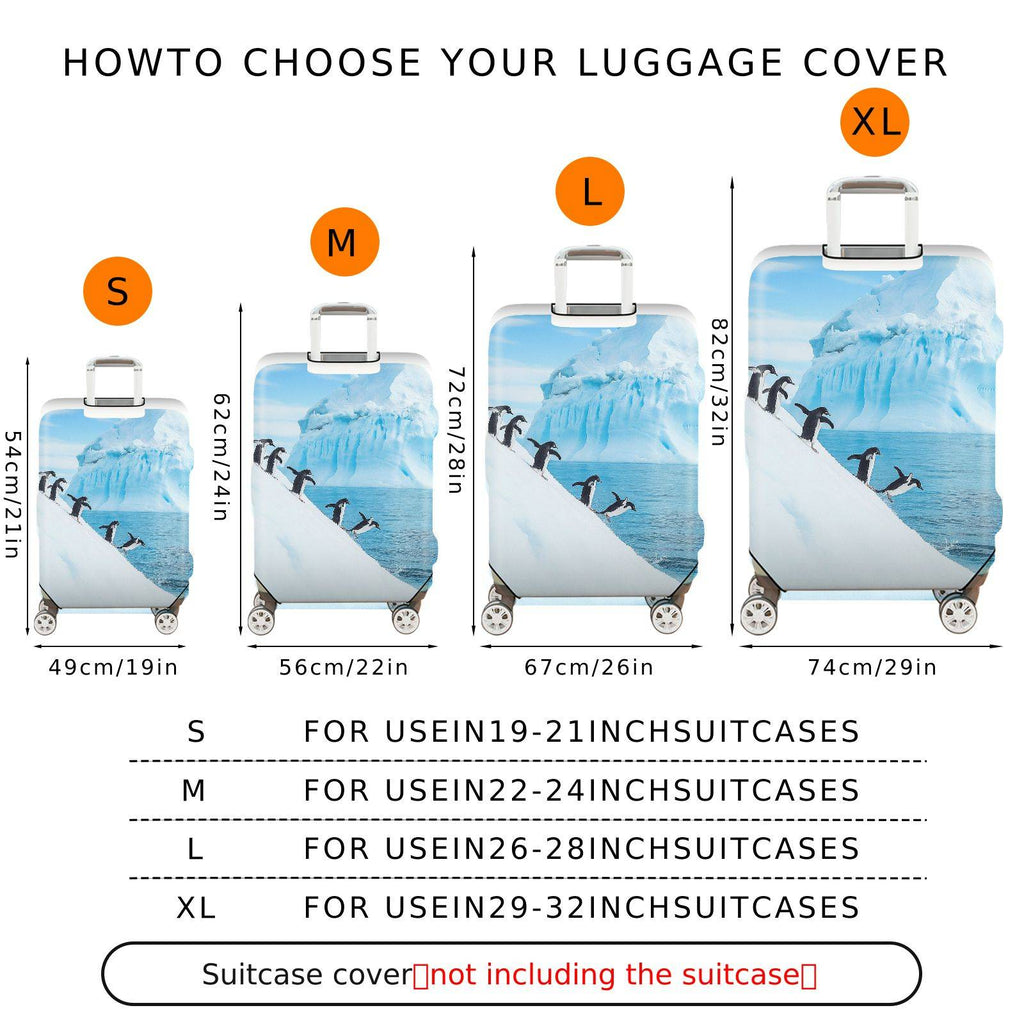 1-Piece Penguin Iceberg Ocean Winter Landscape Nature  Suitcase Luggage Cover, Stretch Protective Sleeve