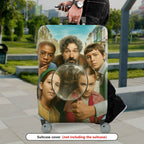 1-Piece Family Nostalgia Vintage Artistic Classic Streets Happy Tour  Suitcase Luggage Cover, Stretch Protective Sleeve