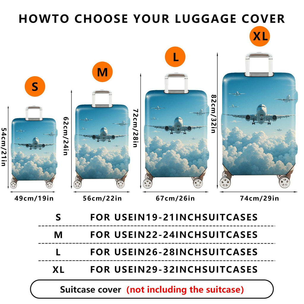 1-Piece Airplane Cloud Sky Travel Adventure Journey  Suitcase Luggage Cover, Stretch Protective Sleeve