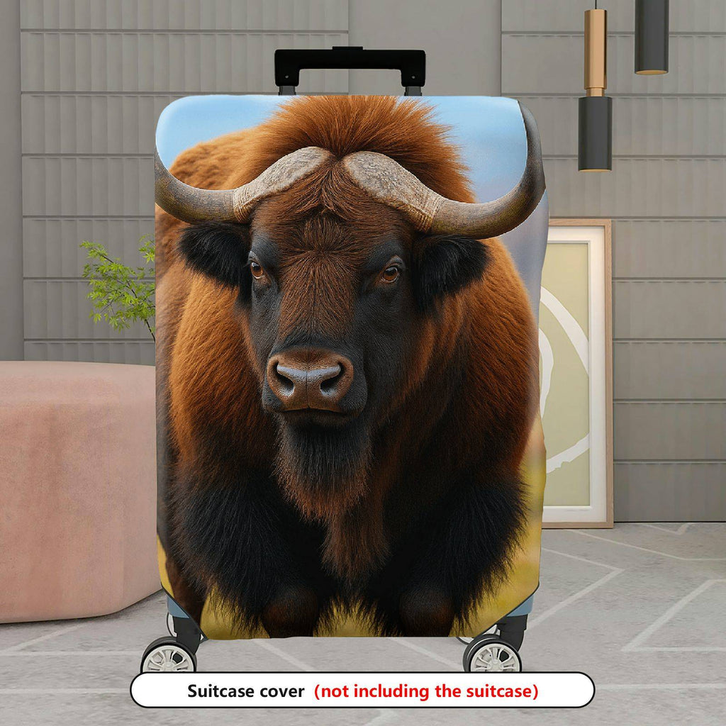 1-Piece Animal Nature Brown Horned Wildlife Unique  Suitcase Luggage Cover, Stretch Protective Sleeve