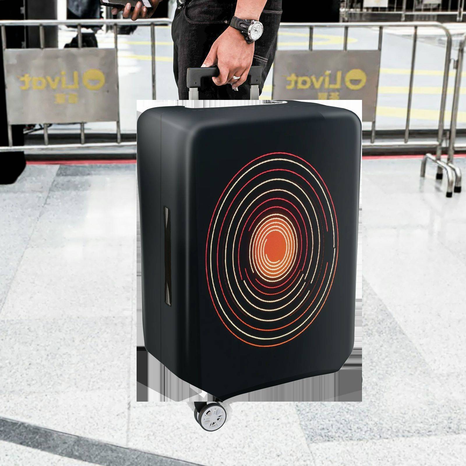 1-Piece Geometric Circular Abstract Modern Artistic Vibrant  Suitcase Luggage Cover, Stretch Protective Sleeve