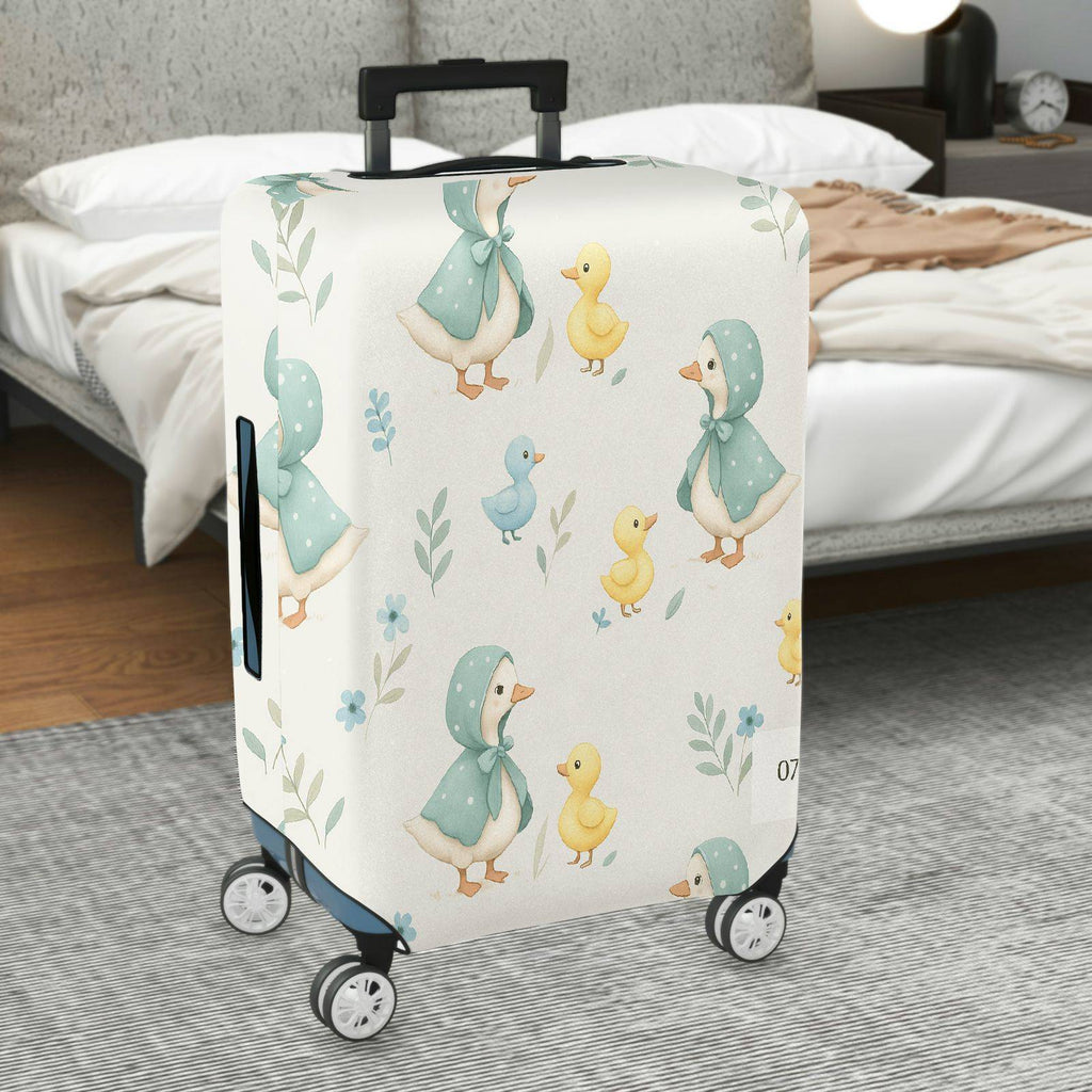 1-Piece Duckling Floral Pastel Cute Animal  Suitcase Luggage Cover, Stretch Protective Sleeve